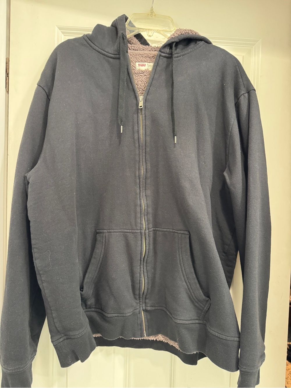 Levi's Men's Black Zip-Up Hoodie with Sherpa Lining; trucker grunge warm